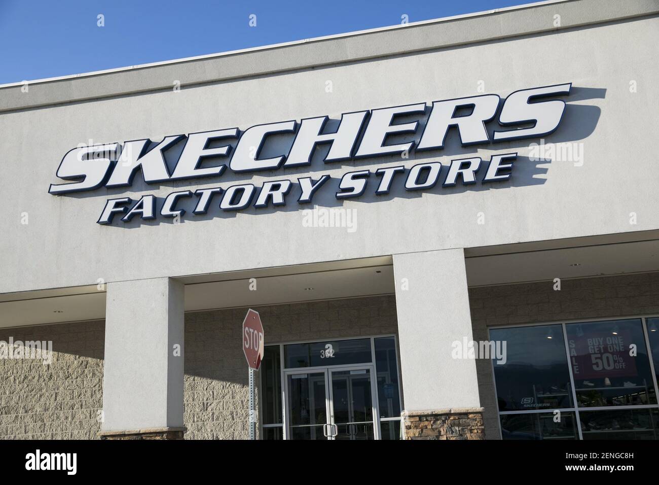 A logo sign outside of a Skechers Factory Store retail store location in Orem, Utah July 29, 2019 Stock Photo - Alamy