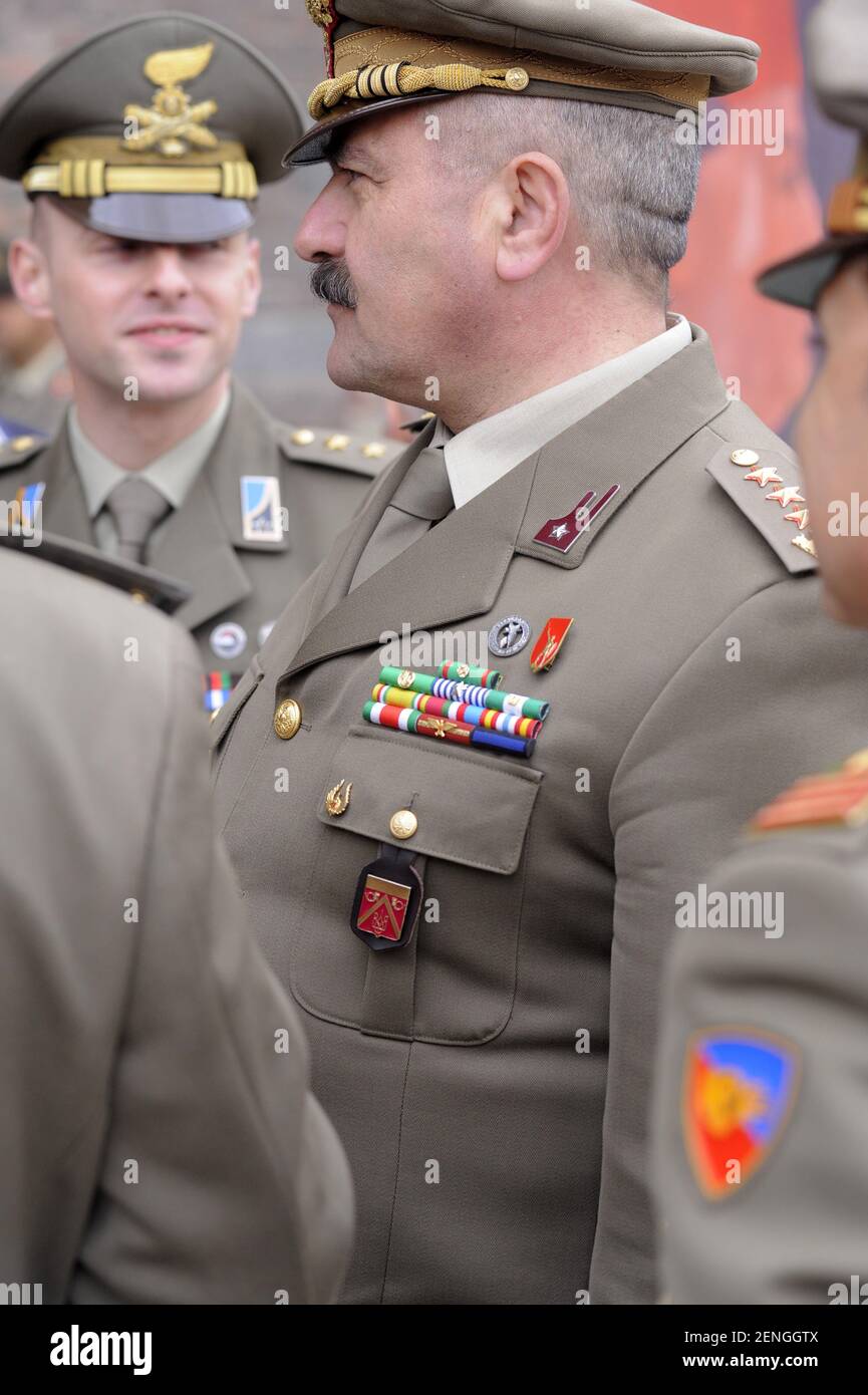 talian Army, senior officers during a military ceremony Stock Photo