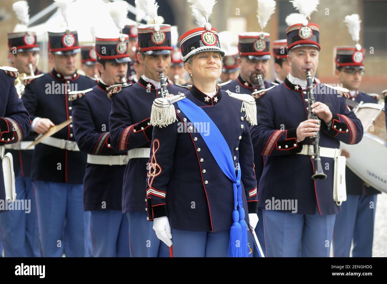 Milan (Italy), Italian Army, oath ceremony for cadets of Teuliè Military School, the military band director Stock Photo