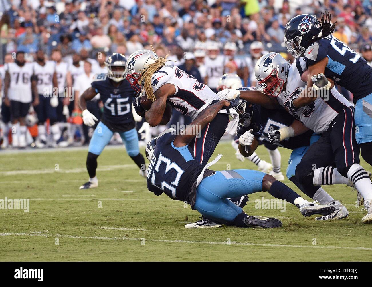 Tennessee Titans linebacker Daren Bates (56) watches from the sideline in  the second half of an