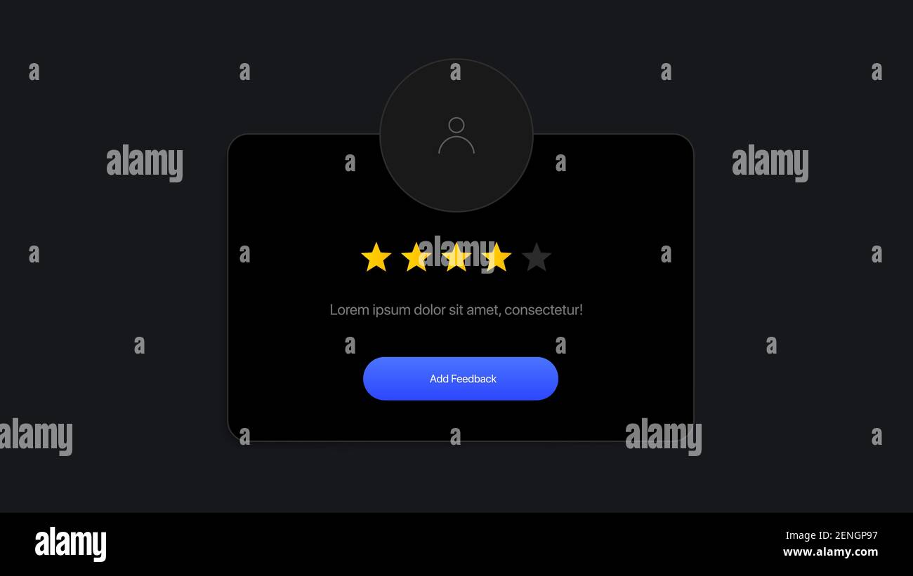 Rating Stars Comment Form UI Interface. Vector illustration Stock ...
