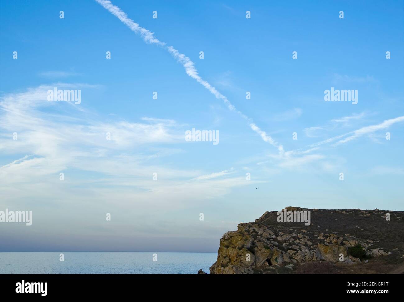 Summer evening on the shores of the Sea of Azov. Stock Photo