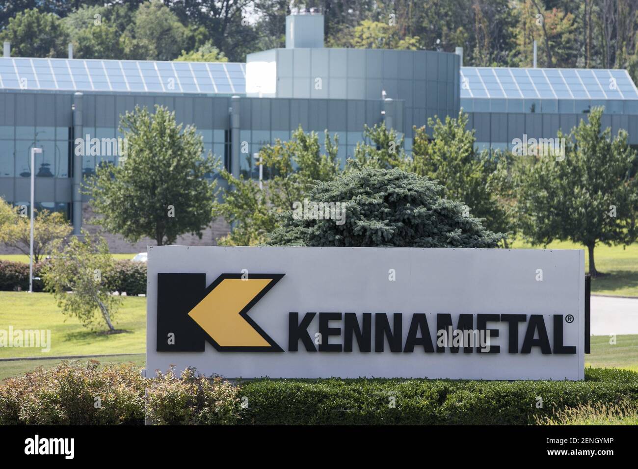 A logo sign outside of the headquarters of Kennametal in Latrobe