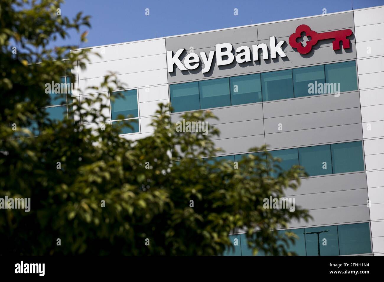 A logo sign outside of a facility occupied by KeyBank in Brooklyn, Ohio