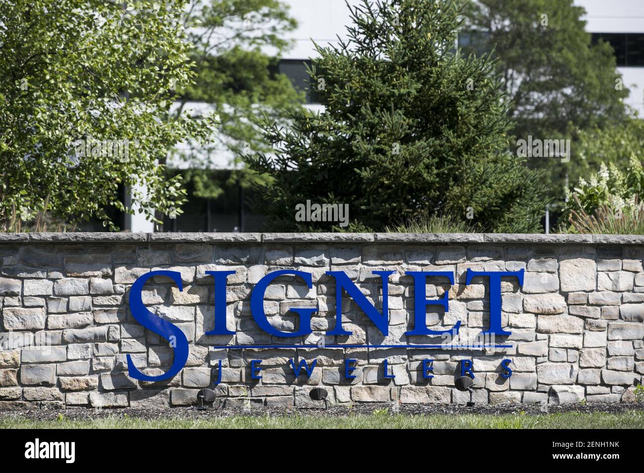 A logo sign outside of the headquarters of Jewelers in Akron