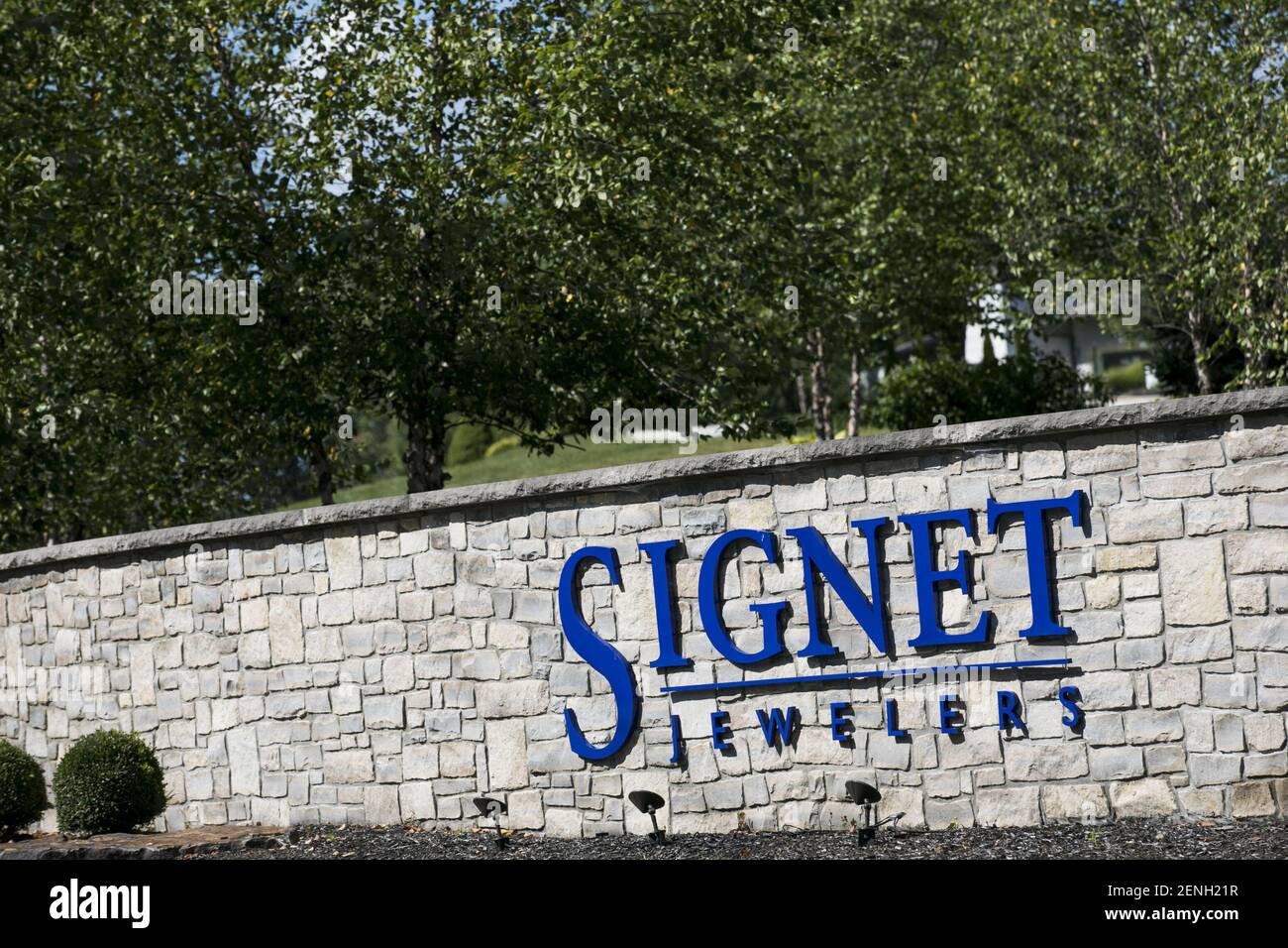 A logo sign outside of the headquarters of Jewelers in Akron