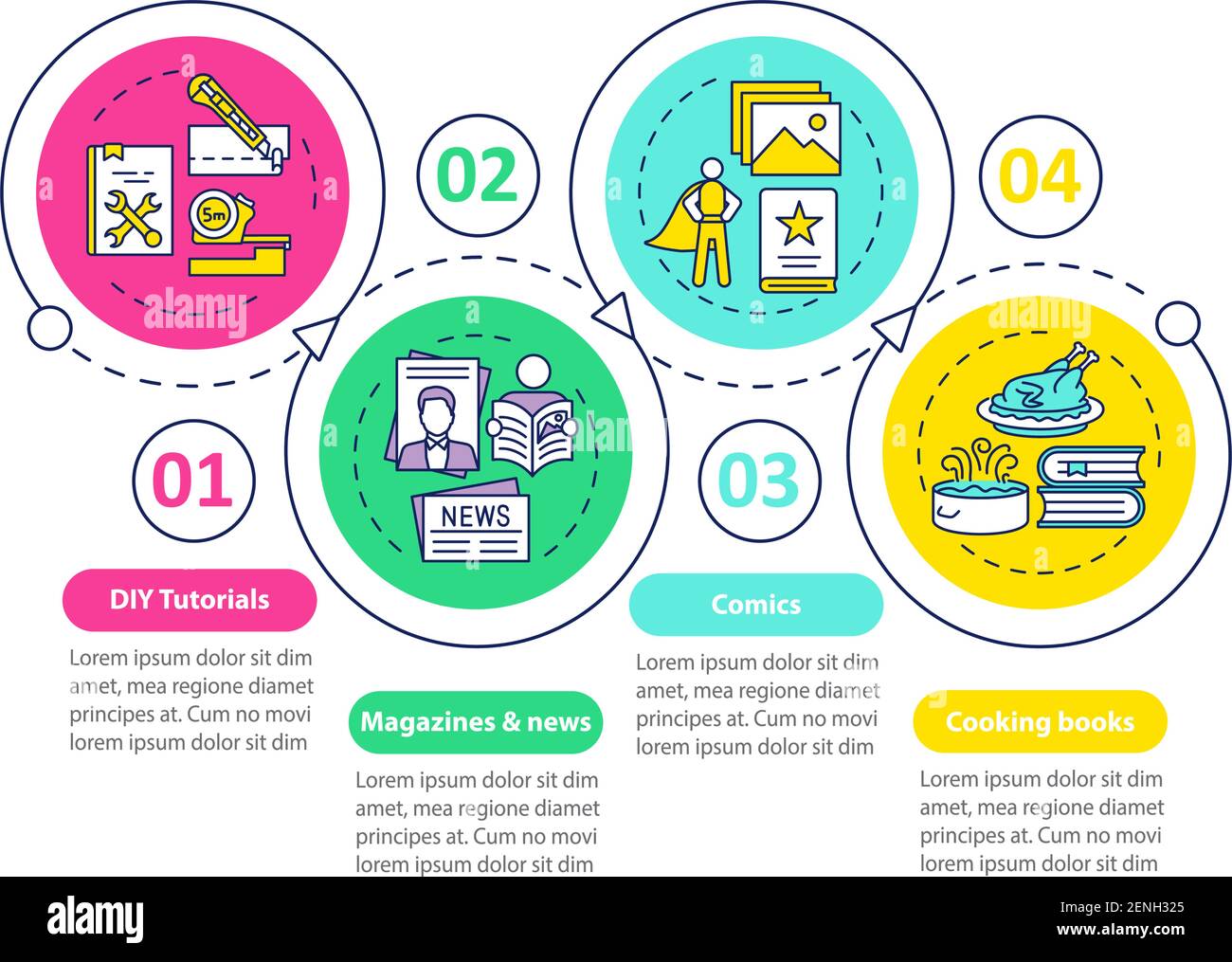 Online library catalogue vector infographic template Stock Vector Image