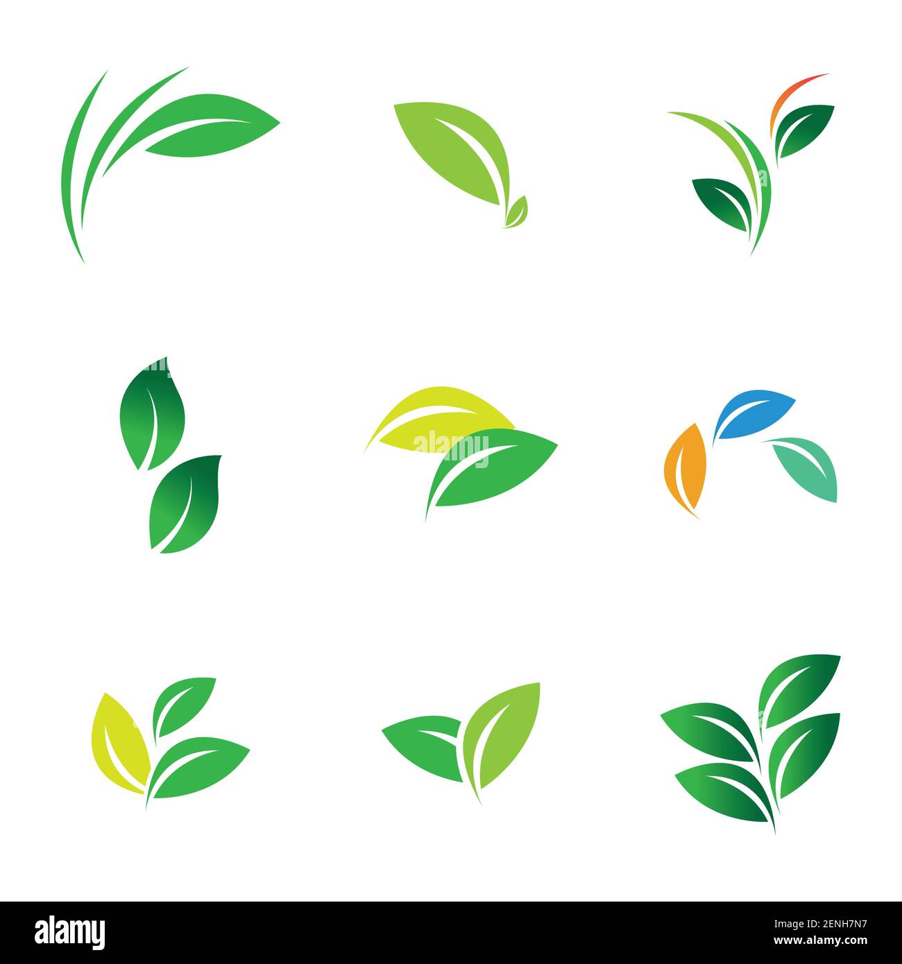 green leaf logo set vector illustration design template Stock Vector ...