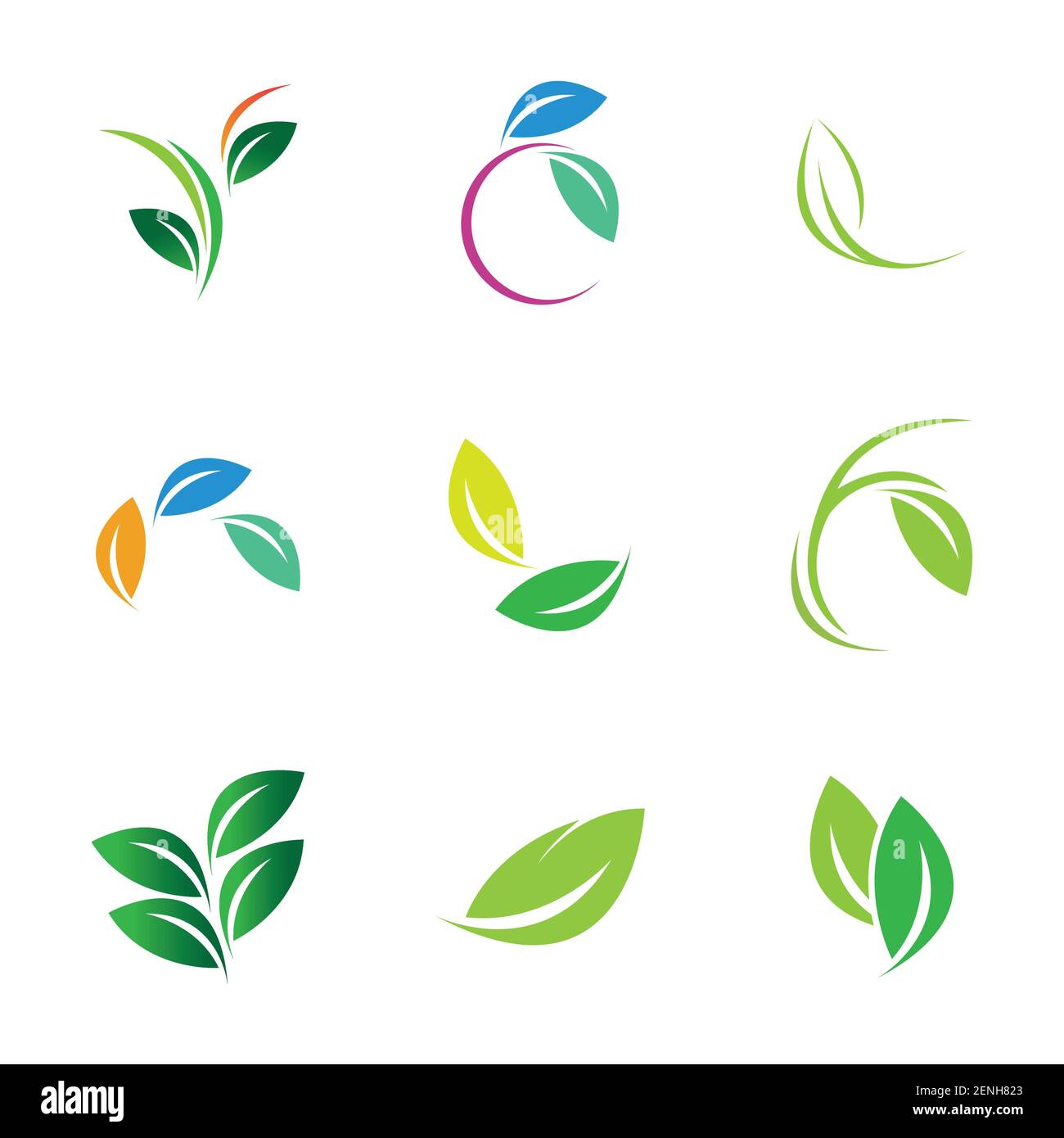 green leaf logo set vector illustration design template Stock Vector ...