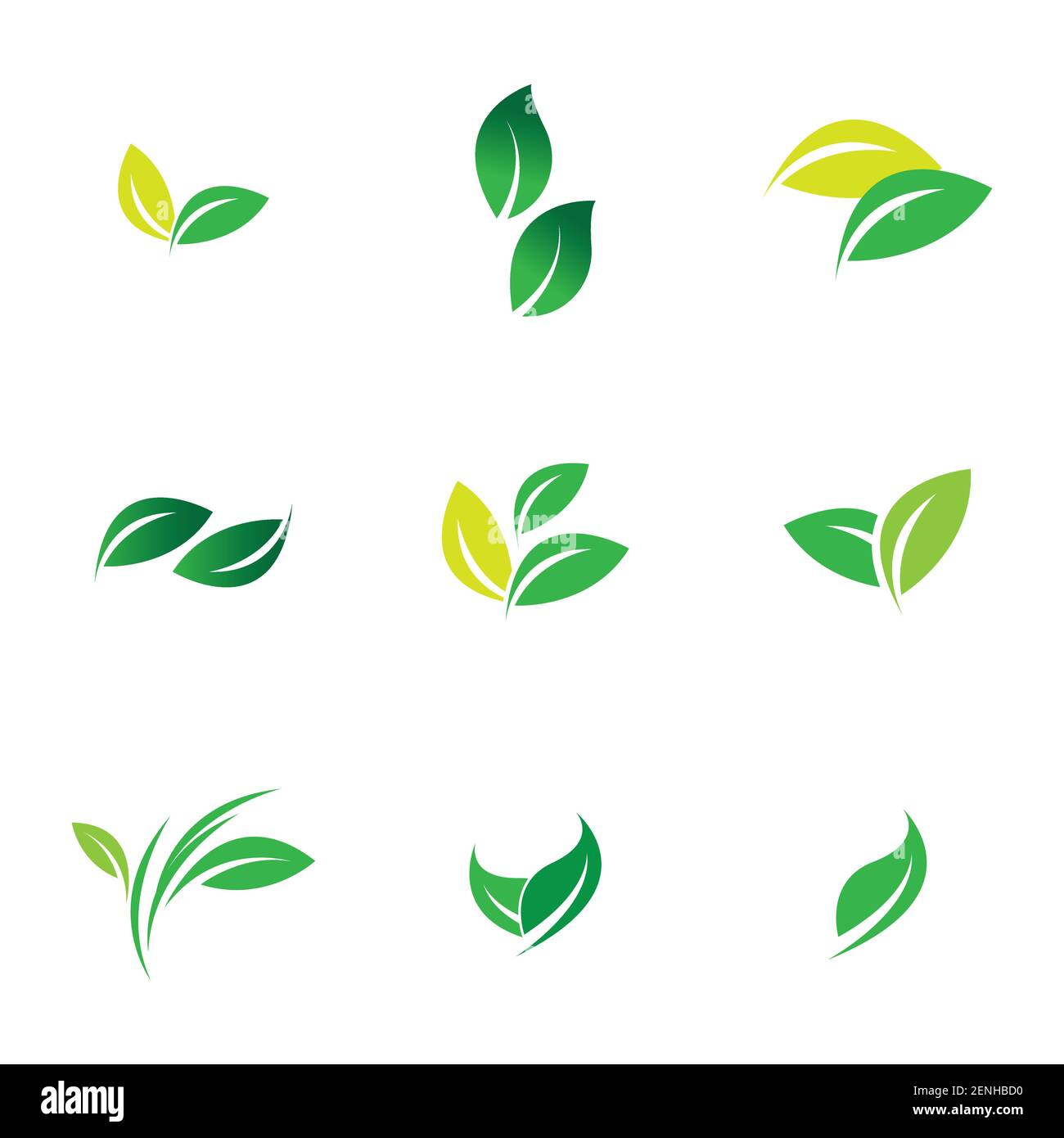 green leaf logo set vector illustration design template Stock Vector ...