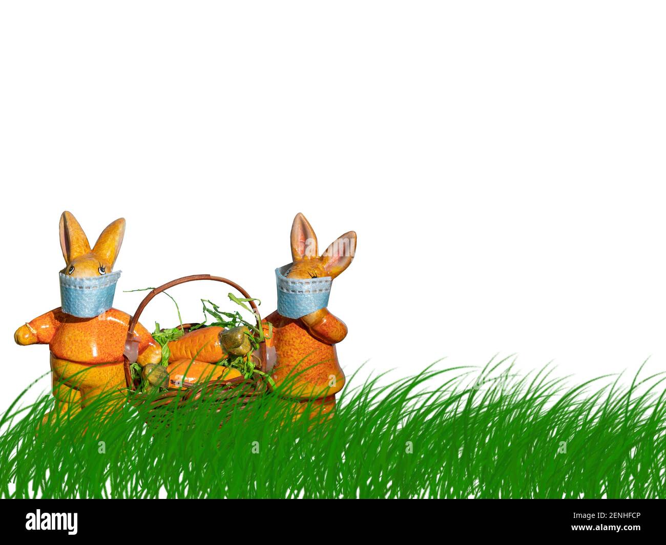 Rabbits with corona masks isolated on white background Stock Photo - Alamy