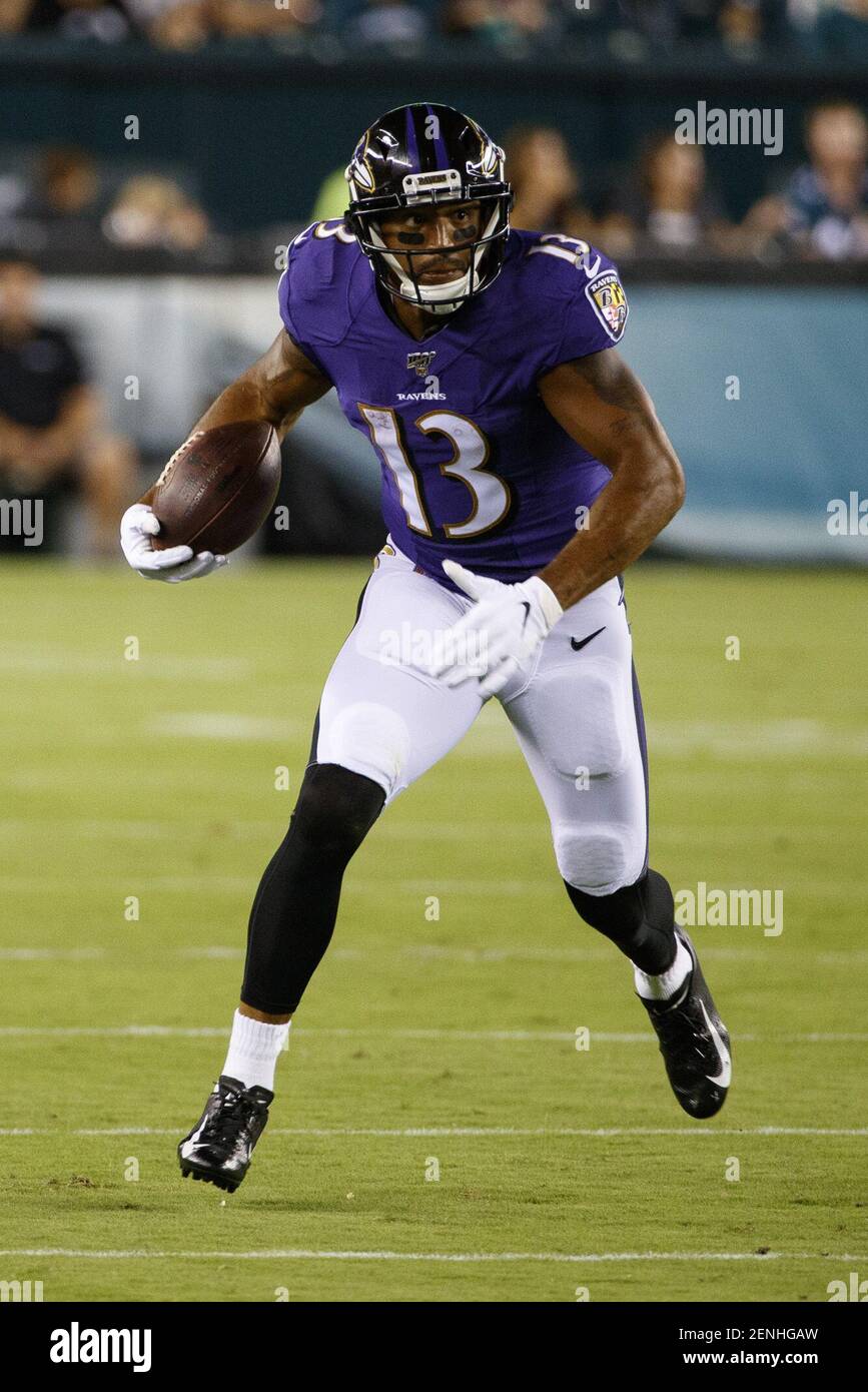 August 22, 2019: Baltimore Ravens wide receiver Michael Floyd (13) in  action during the NFL preseason game between the Baltimore Ravens and the  Philadelphia Eagles at Lincoln Financial Field in Philadelphia,  Pennsylvania.