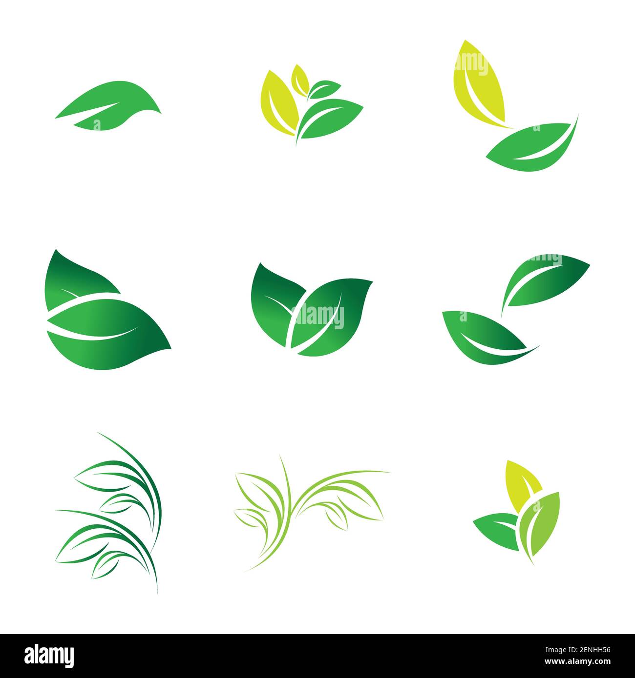 green leaf logo set vector illustration design template Stock Vector ...