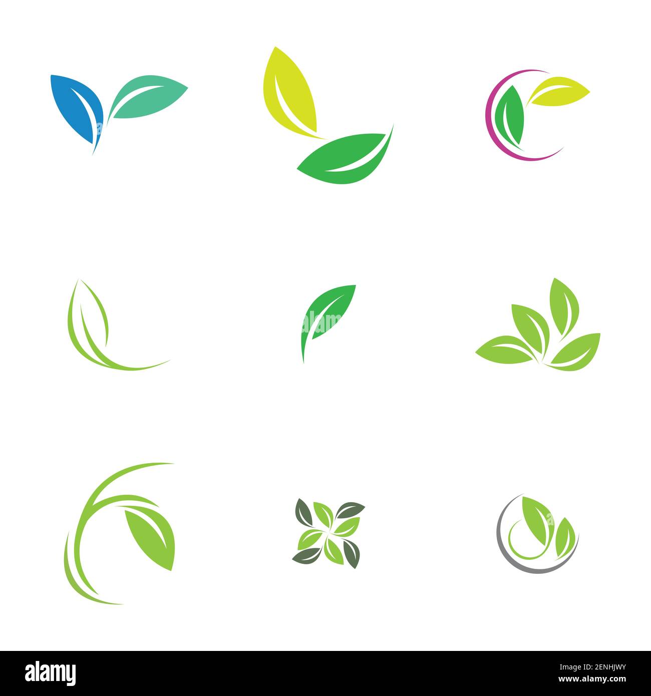 green leaf logo set vector illustration design template Stock Vector ...