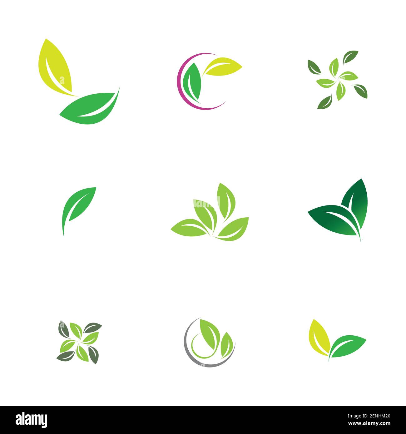 green leaf logo set vector illustration design template Stock Vector ...