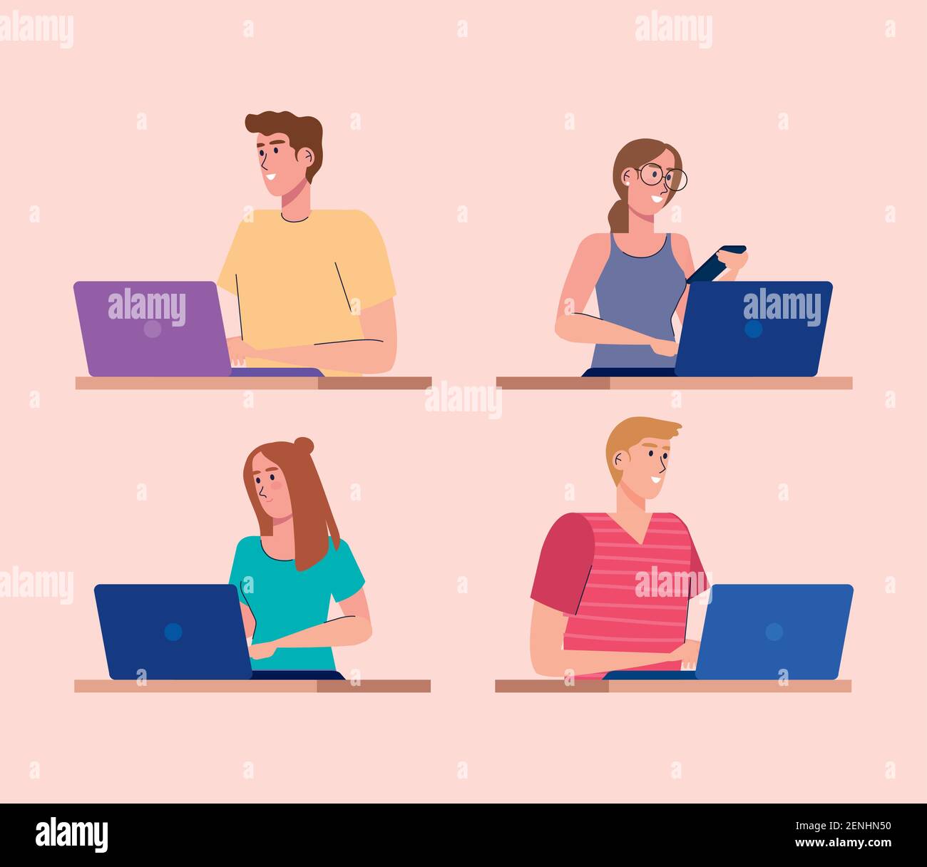 Technology group people using laptops Stock Vector Images - Alamy
