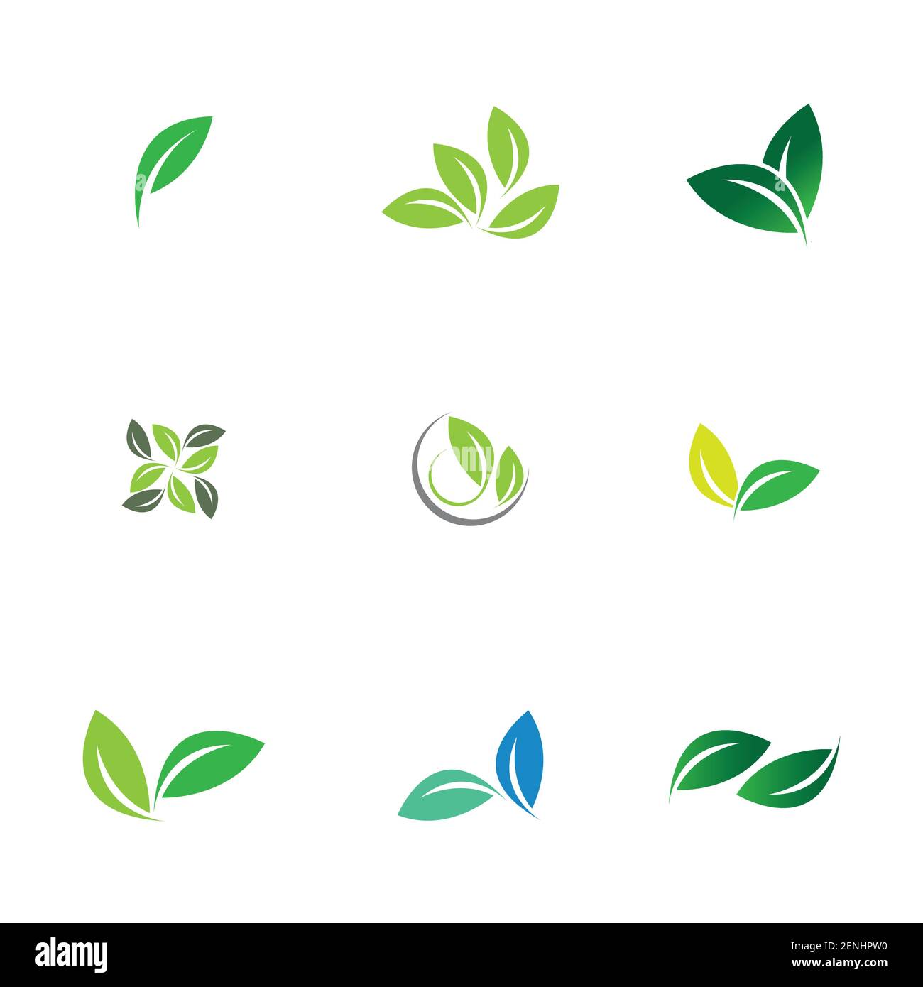 green leaf logo set vector illustration design template Stock Vector ...