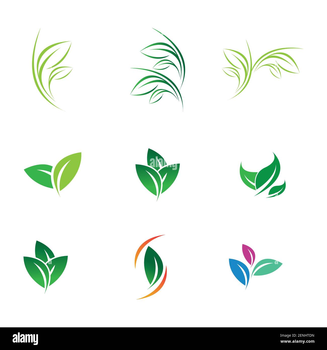green leaf logo set vector illustration design template Stock Vector ...