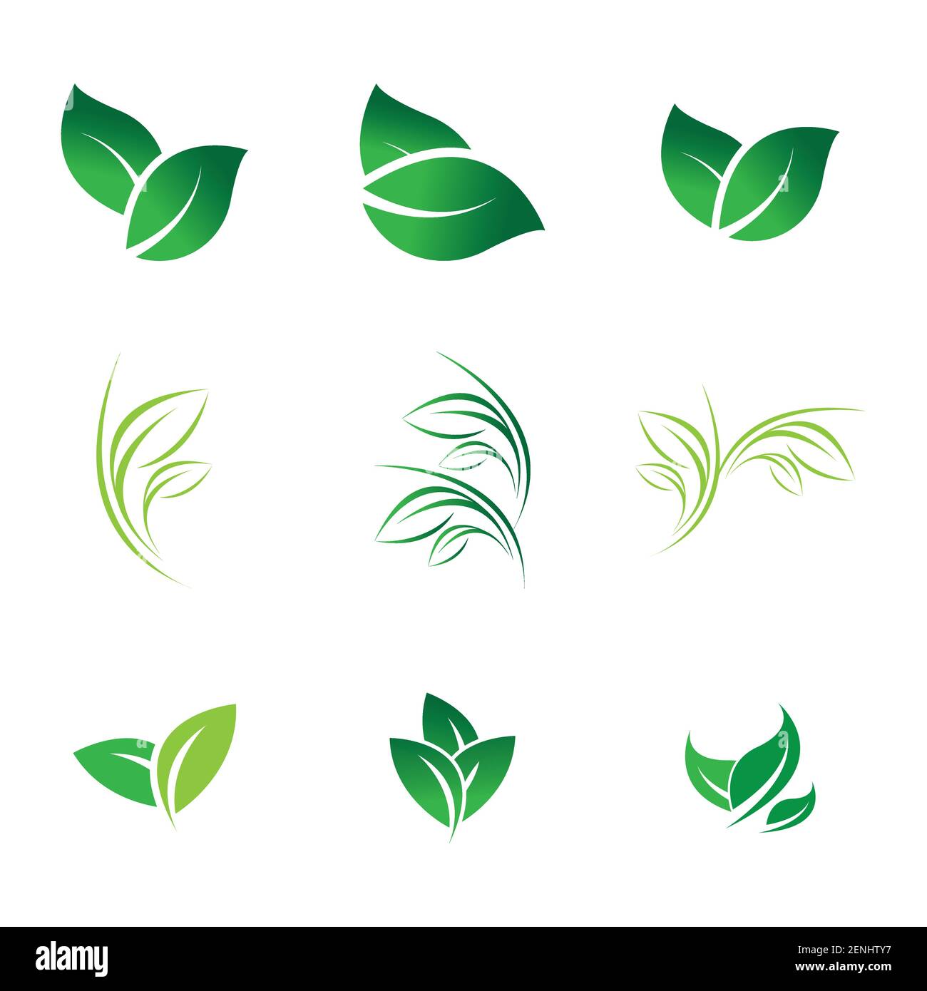 green leaf logo set vector illustration design template Stock Vector ...