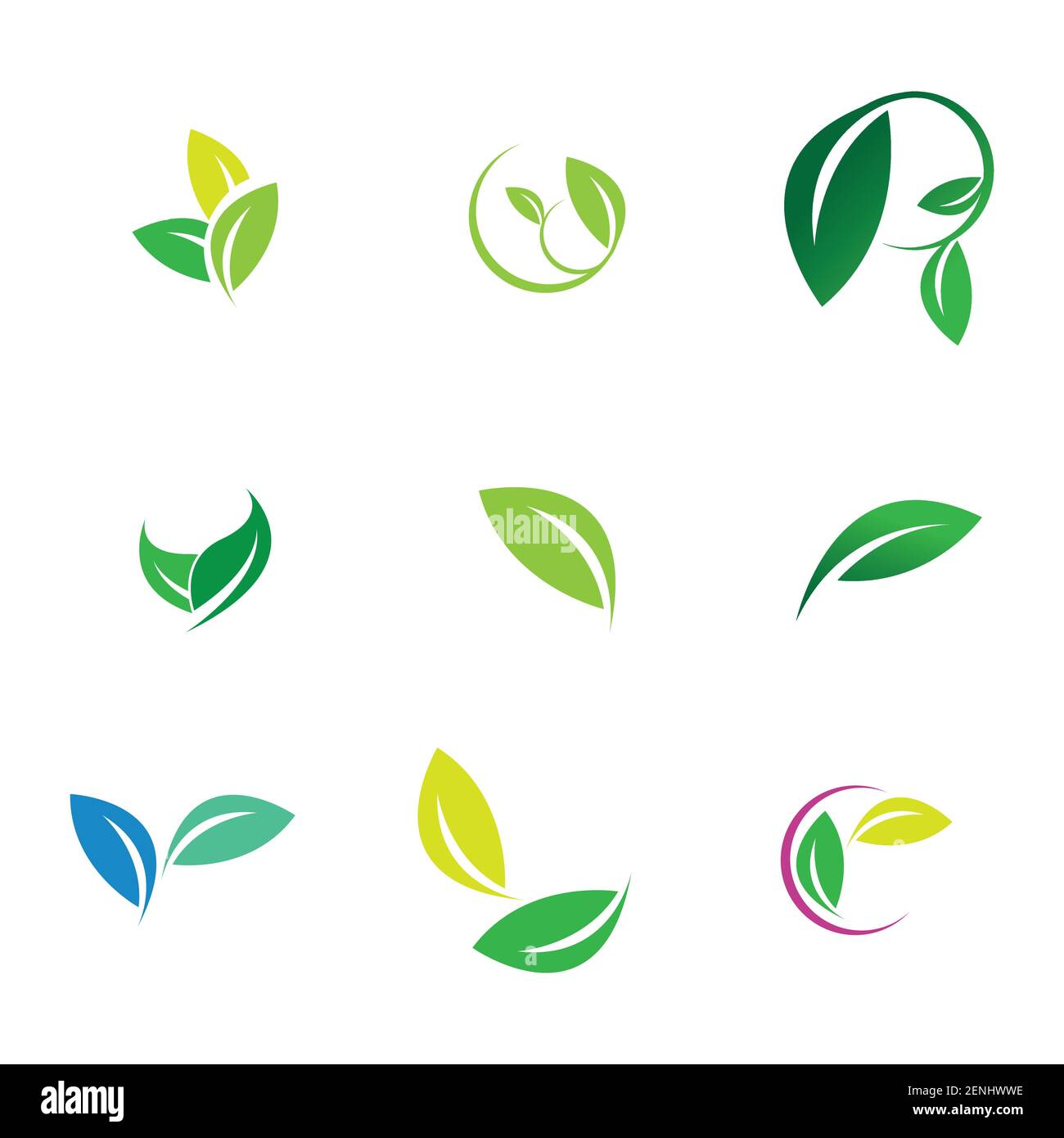 green leaf logo set vector illustration design template Stock Vector ...