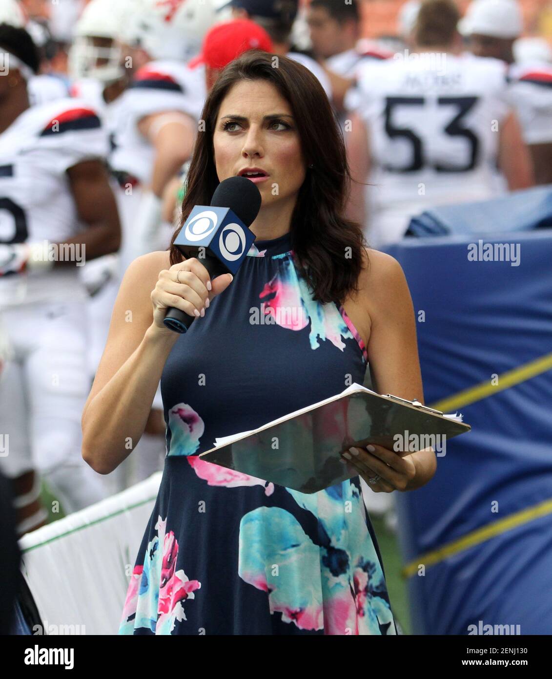 August 24, 2019 - CBS sideline reporter Jenny Dell during the game ...