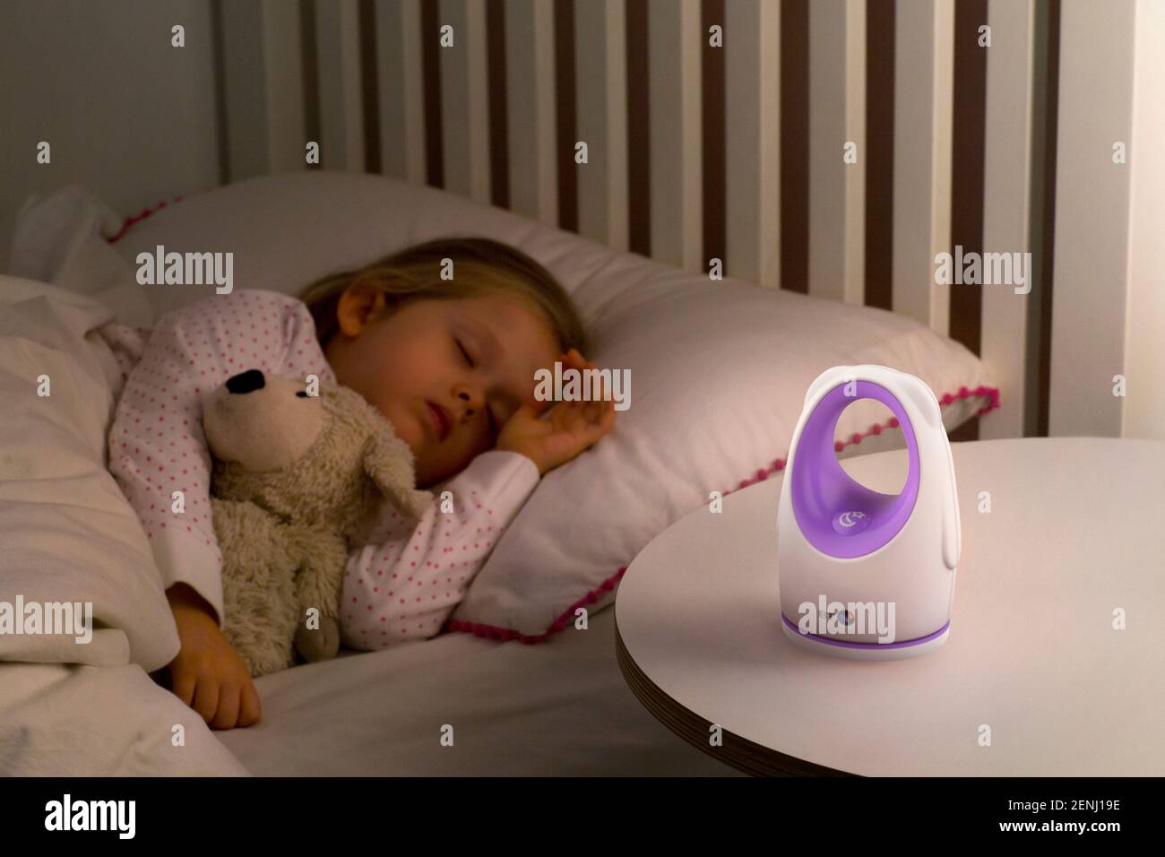 Baby monitors and glowing night lights for children and toddlers Stock