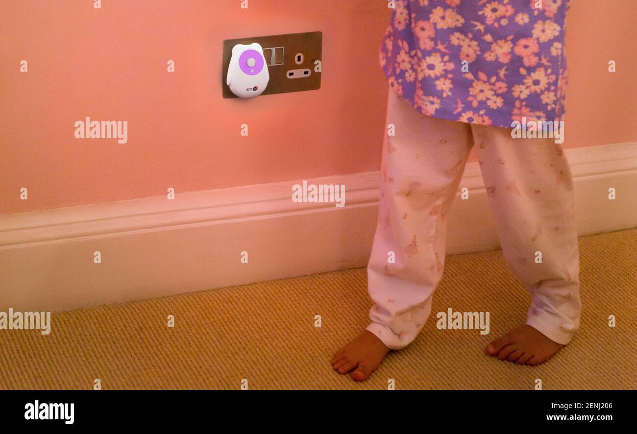 Baby monitors and glowing night lights for children and toddlers Stock