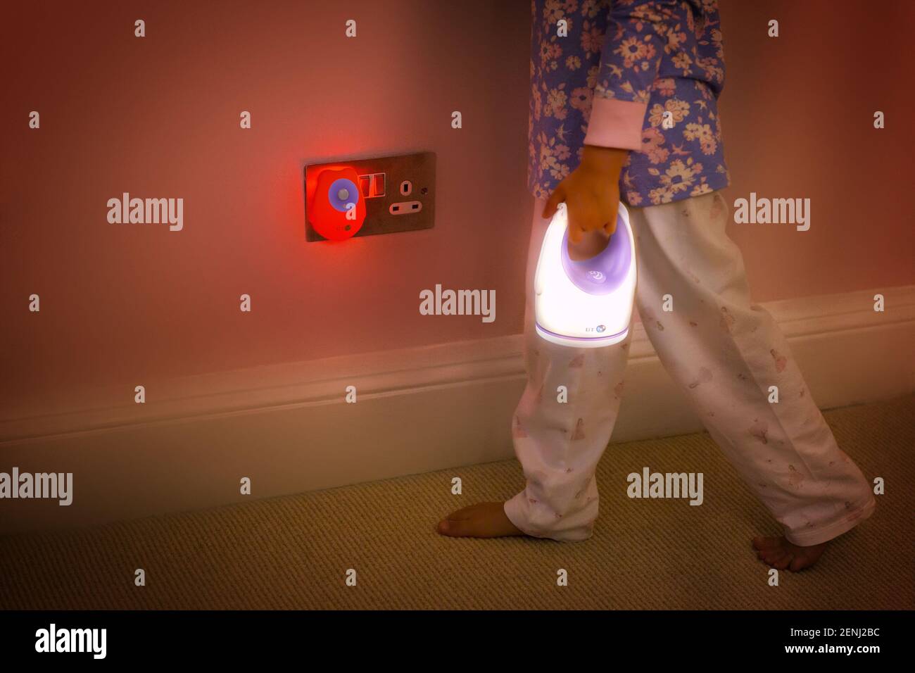 Baby monitors and glowing night lights for children and toddlers Stock