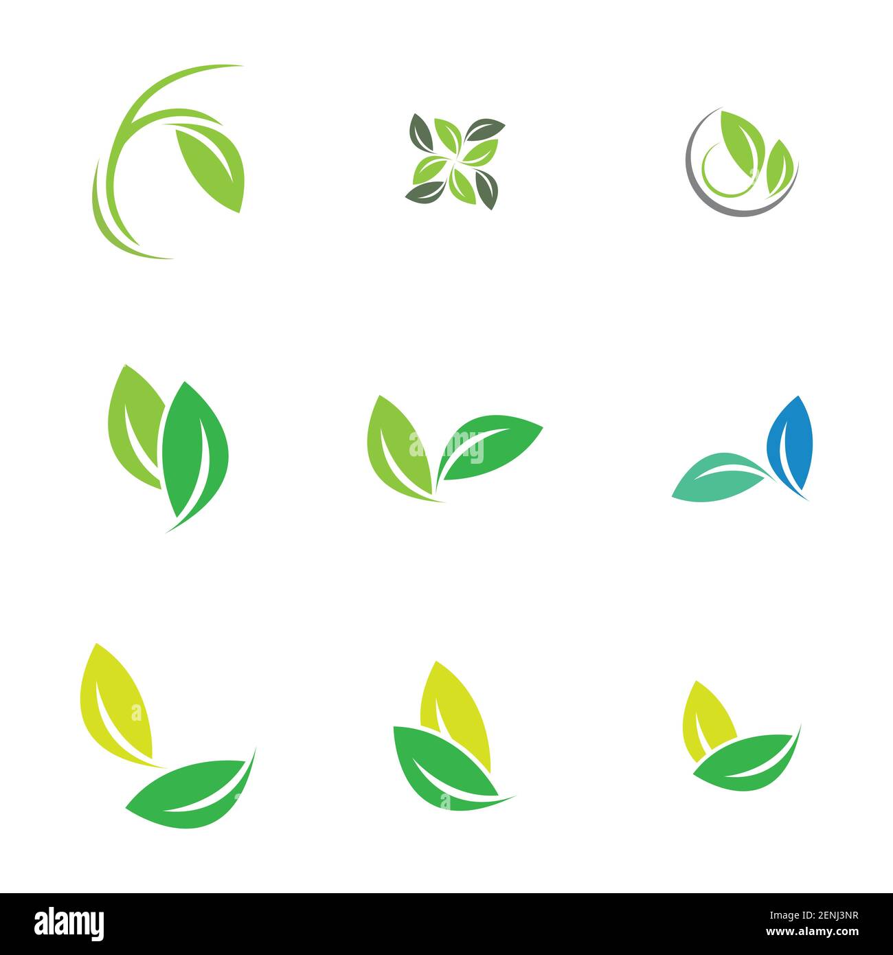 green leaf logo set vector illustration design template Stock Vector ...