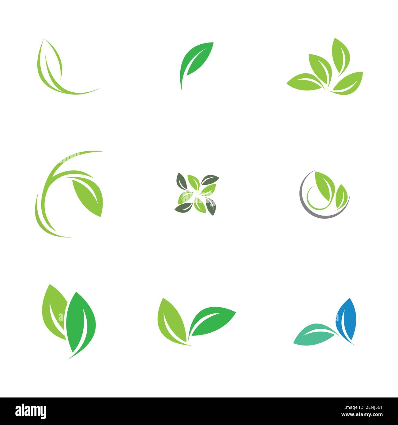 green leaf logo set vector illustration design template Stock Vector ...