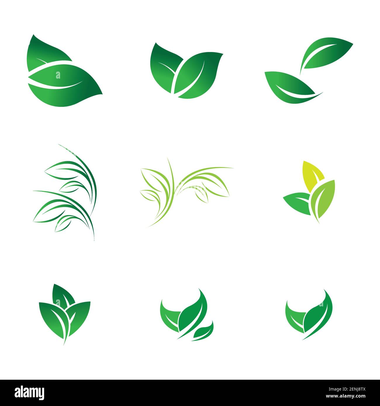 green leaf logo set vector illustration design template Stock Vector ...