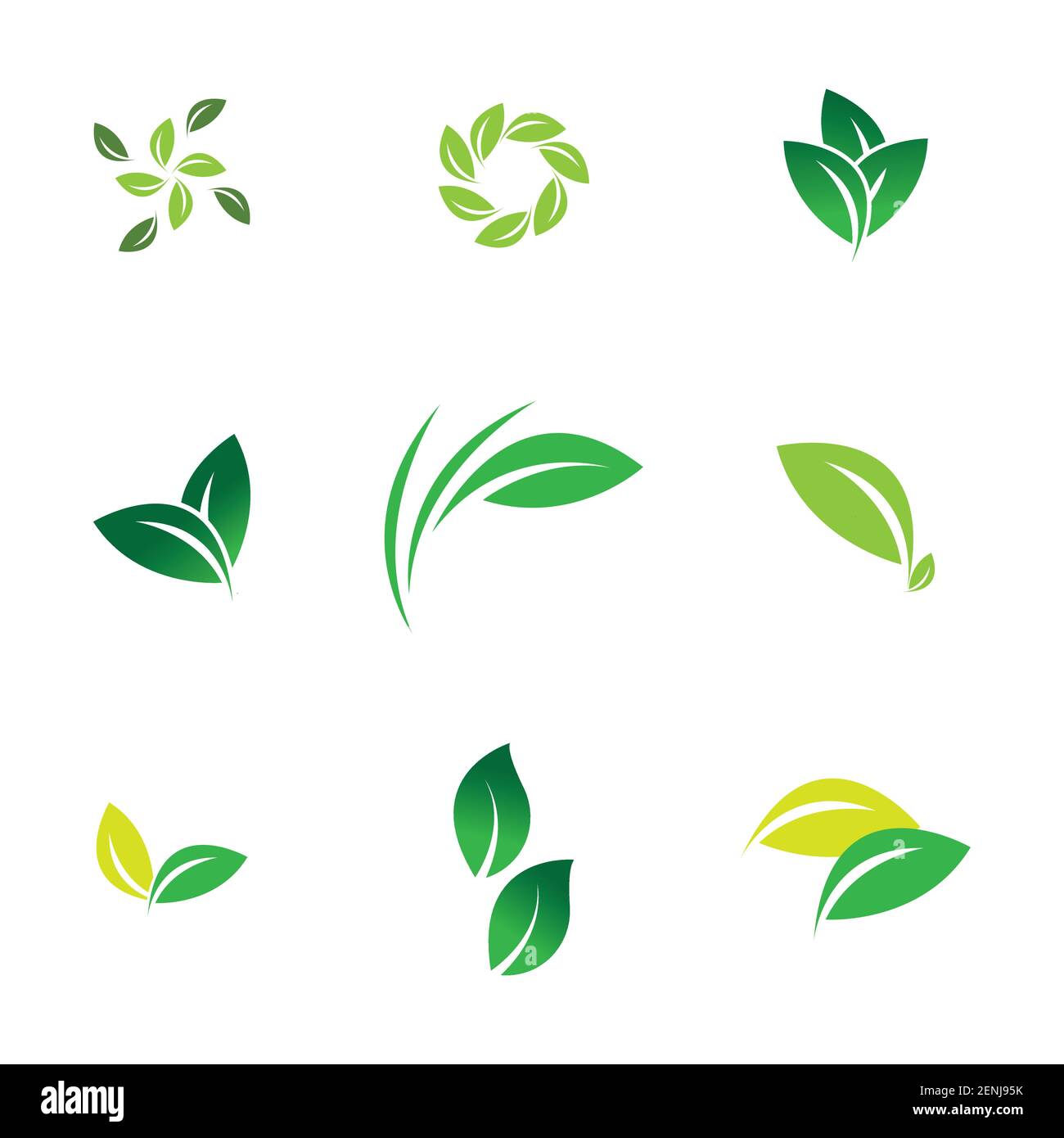 green leaf logo set vector illustration design template Stock Vector ...