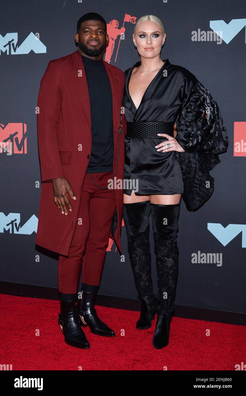 PK Subban and Lindsey Vonn arriving on the red carpet at the 2019 MTV