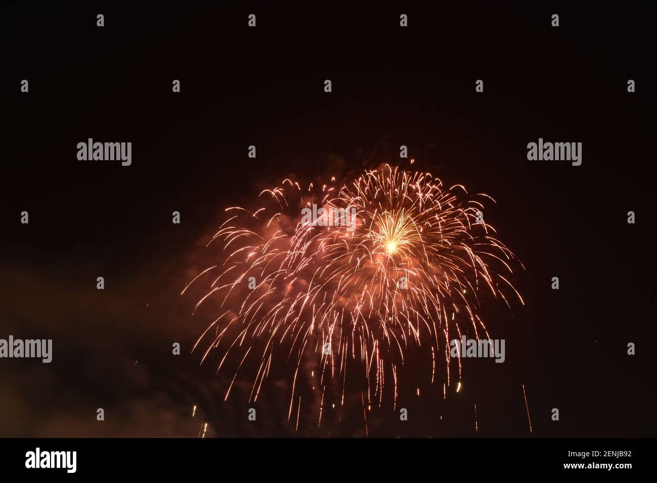 fireworks explosive on dark sky in night Stock Photo