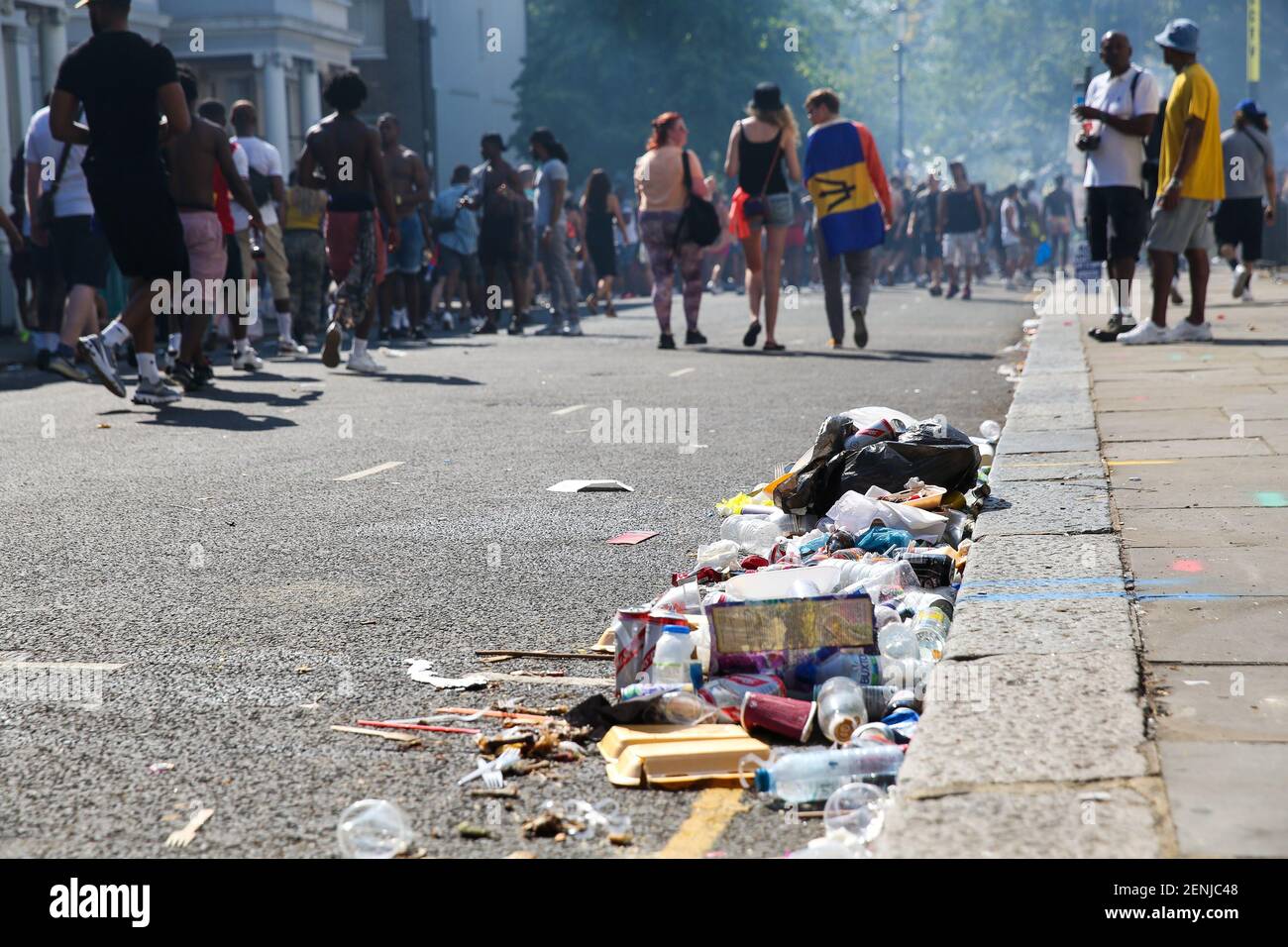 Piles of rubbish during the 2019 Notting Hill Carnival, Europe's ...