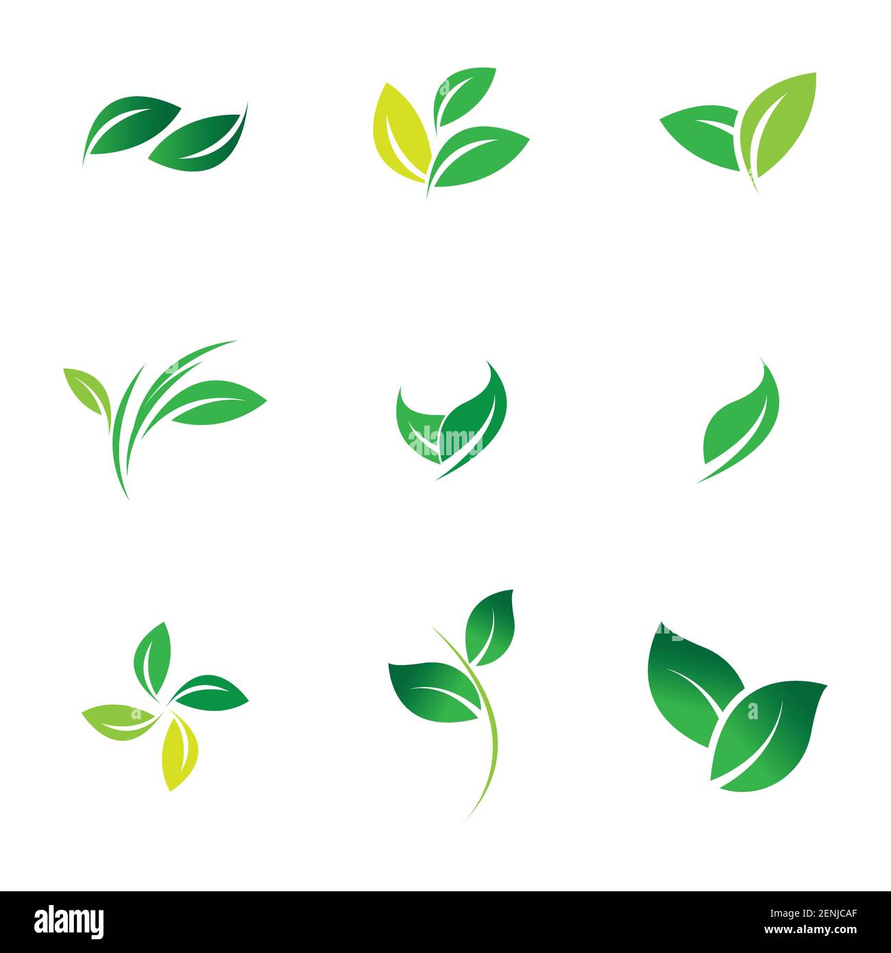 green leaf logo set vector illustration design template Stock Vector ...