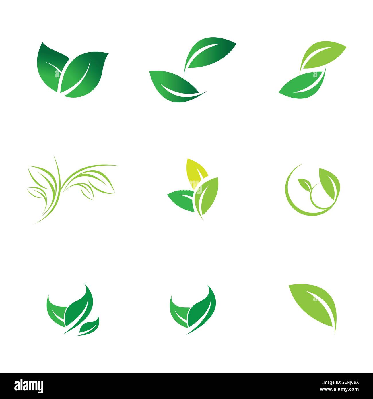 green leaf logo set vector illustration design template Stock Vector ...