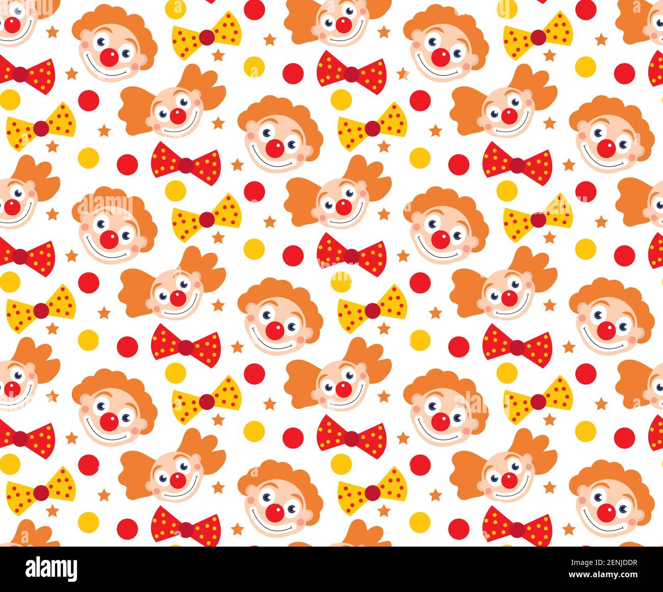 Happy purim seamless pattern with clowns. Circus, carnival endless