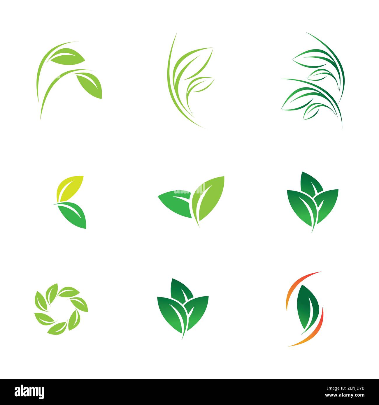 green leaf logo set vector illustration design template Stock Vector ...