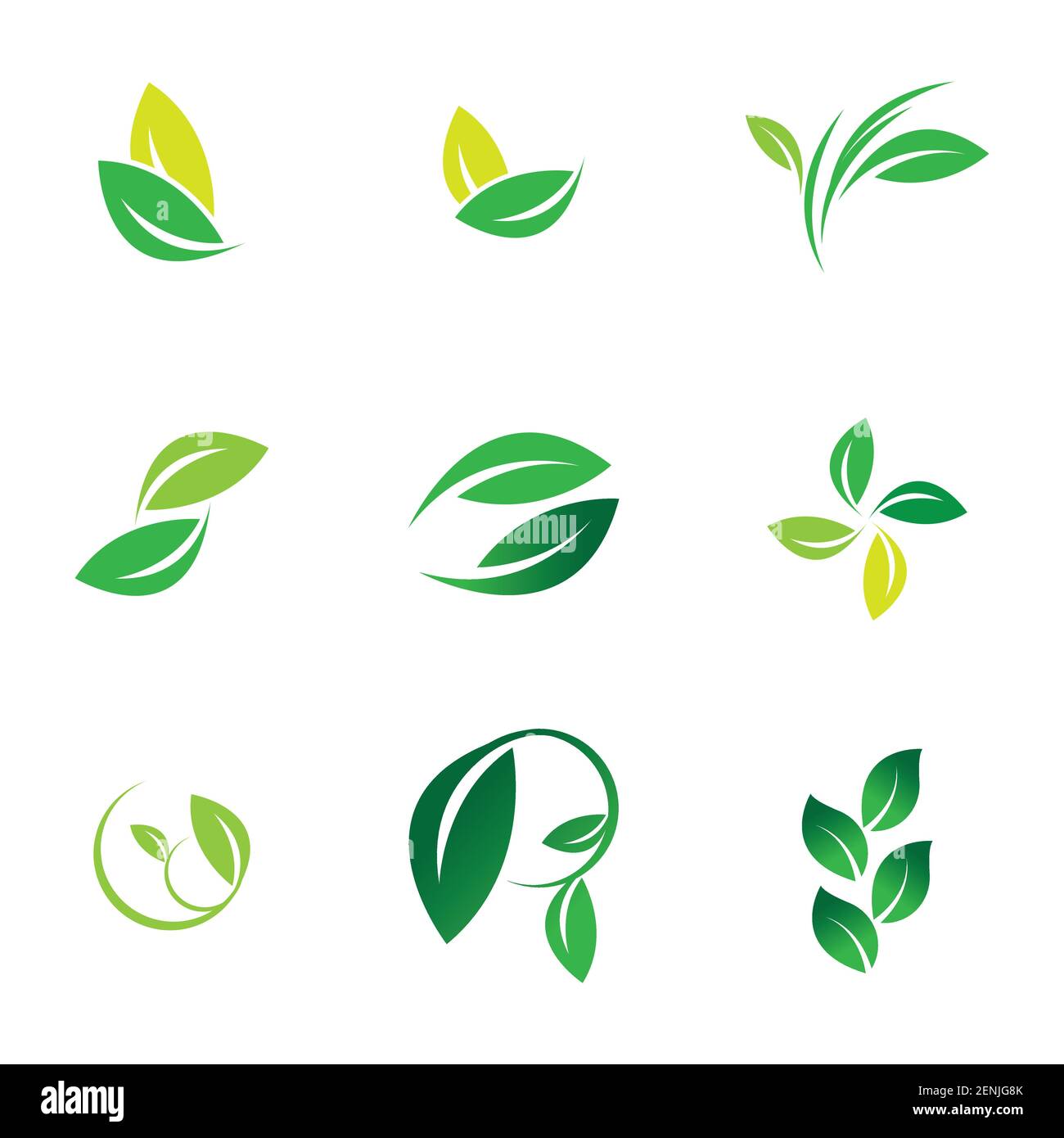 green leaf logo set vector illustration design template Stock Vector ...