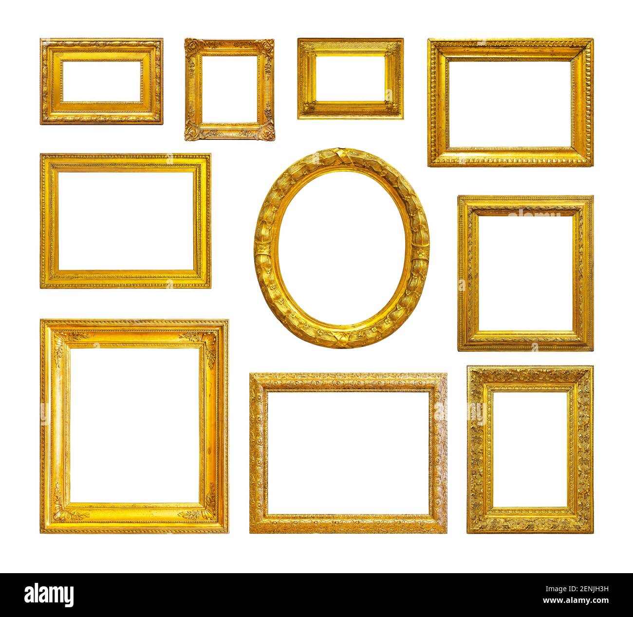 Set of golden vintage frame on white background Stock Photo - Alamy