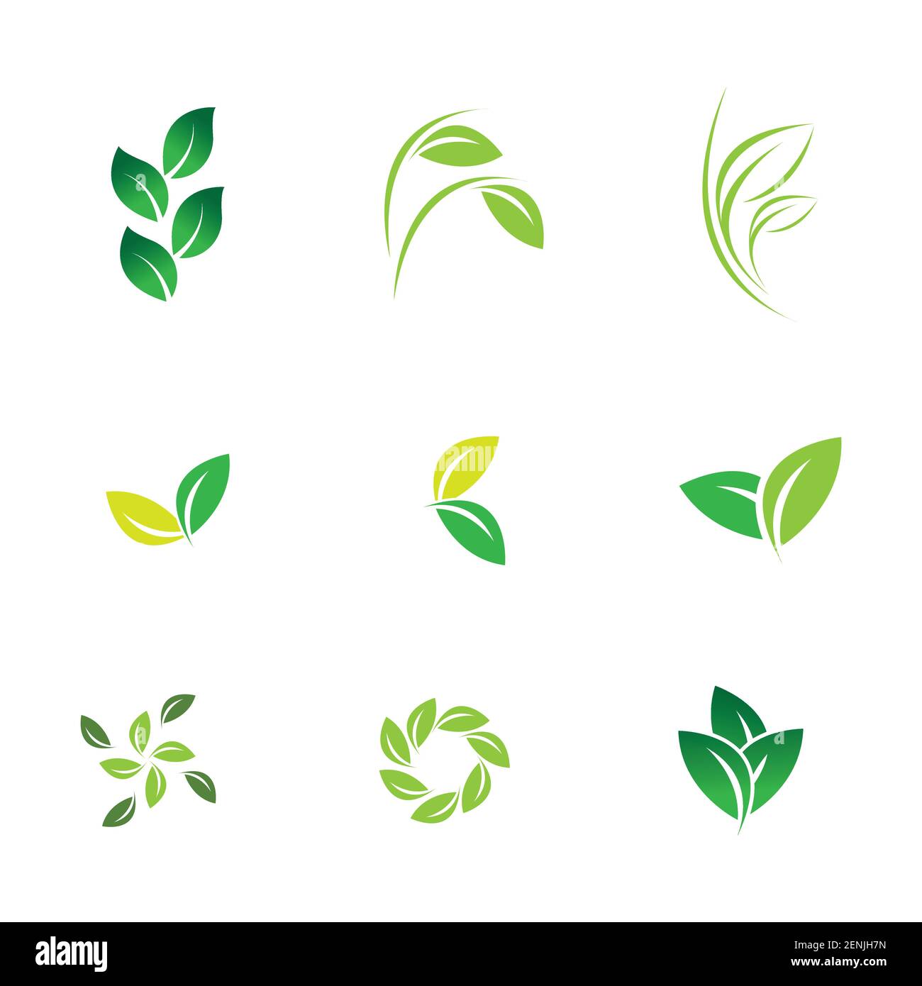 green leaf logo set vector illustration design template Stock Vector ...