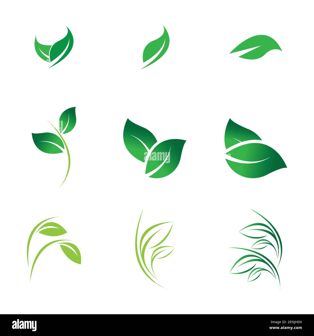 green leaf logo set vector illustration design template Stock Vector ...