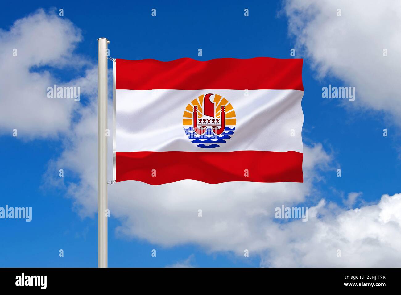 Die Flagge von Tahiti, Insel in Französisch Polynesien, Südsee, Stock Photo