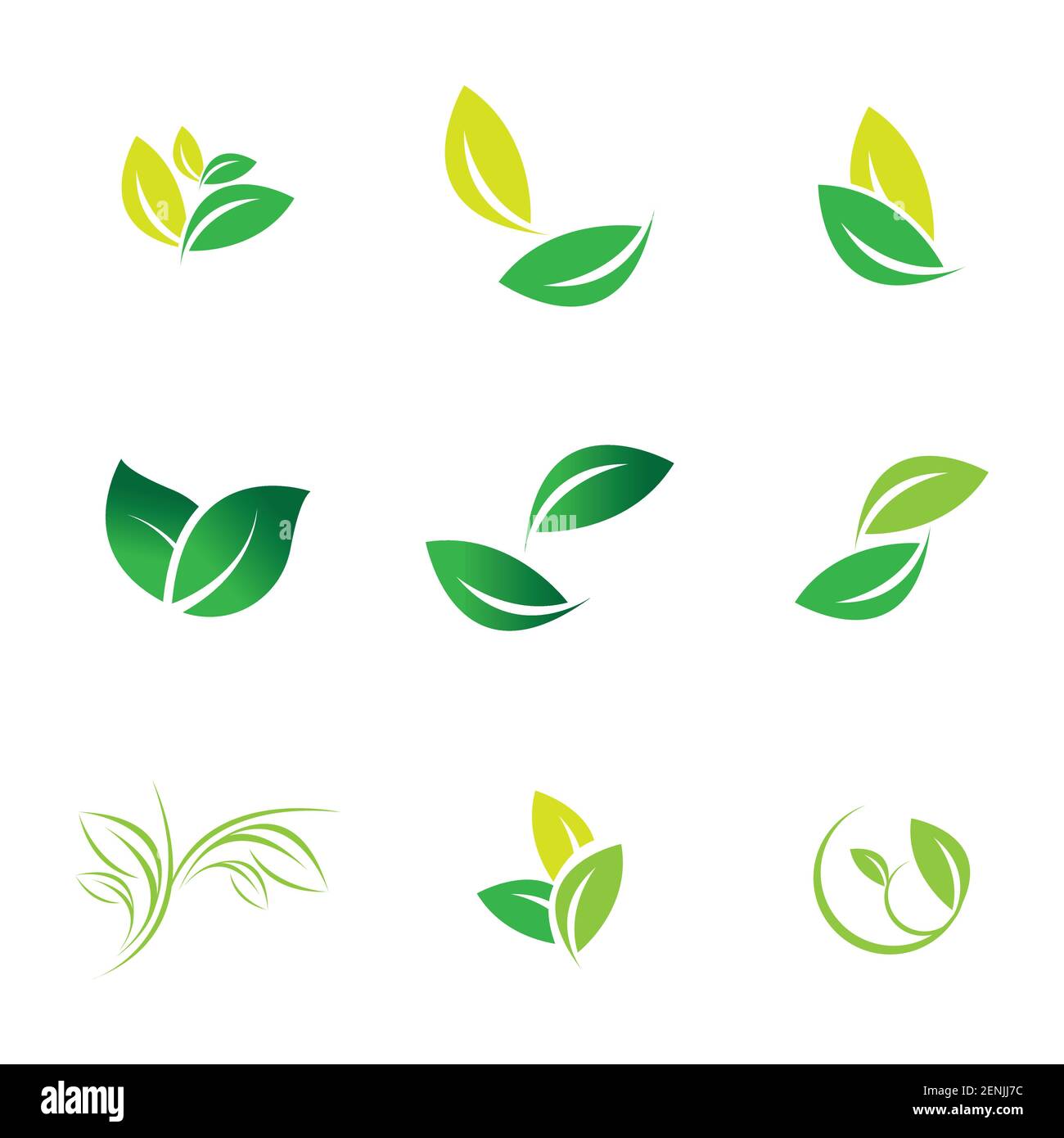 green leaf logo set vector illustration design template Stock Vector ...