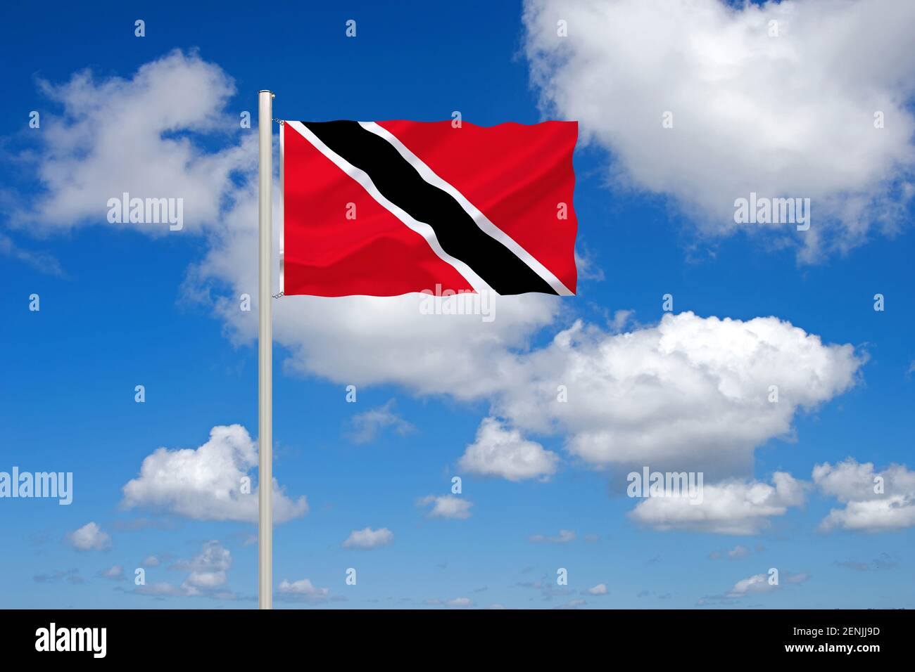 Die Flagge von Trinidad und Tobago, Inseln, Karibik, Inselstaat, Land in der Kribik, 2 Inseln, Stock Photo