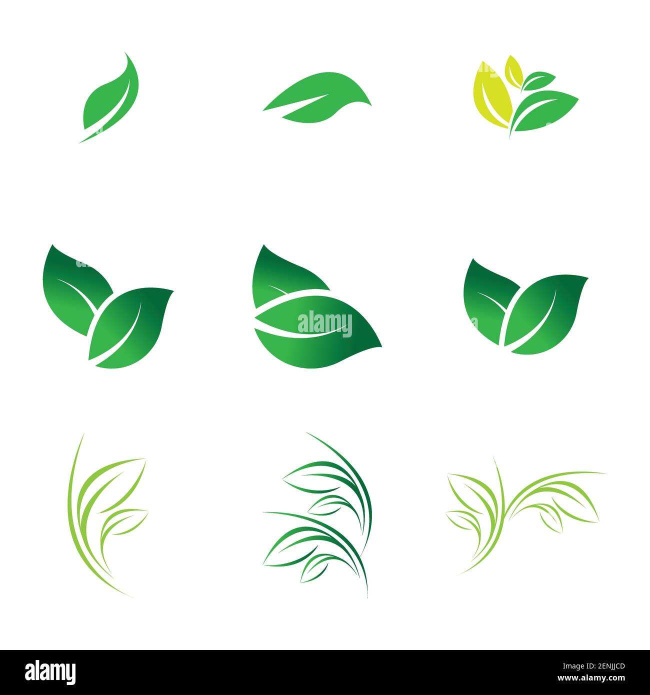 green leaf logo set vector illustration design template Stock Vector ...