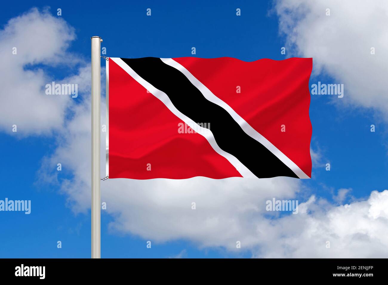 Die Flagge von Trinidad und Tobago, Inseln, Karibik, Inselstaat, Land in der Kribik, 2 Inseln, Stock Photo