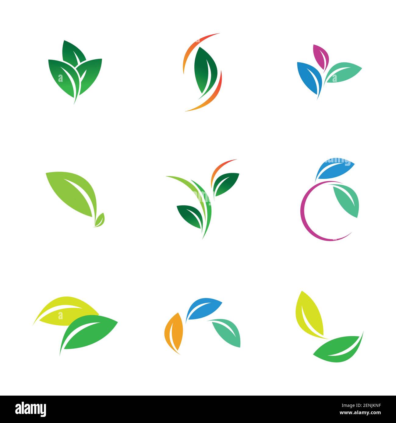 green leaf logo set vector illustration design template Stock Vector ...