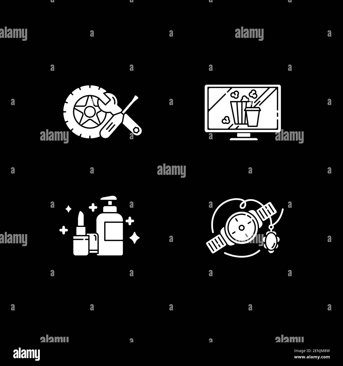 Online retail white glyph icons set for dark mode Stock Vector Image ...